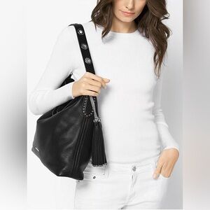 Michael Michael Kors Brooklyn Large Black Leather Shoulder Bag